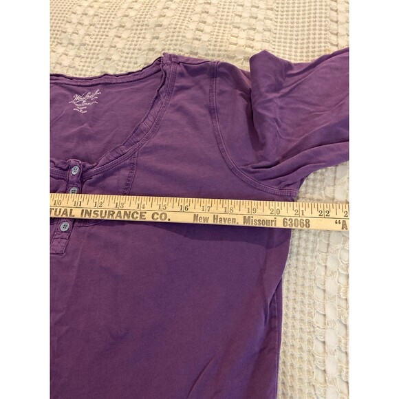 Woolrich Distressed T Shirt Top XL Purple Eggplant 100% Cotton Oversized Blouse - Picture 12 of 12